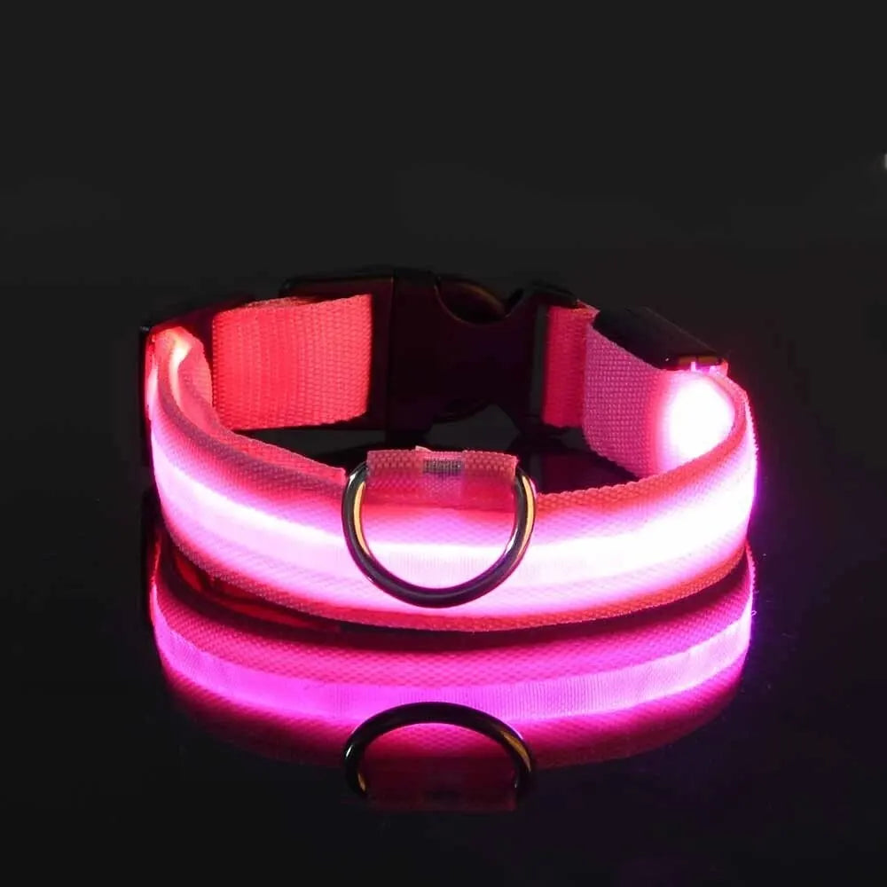 Reflective LED Dog Collar for Night Safety - Durable, Geometric Patterned, Battery-Powered