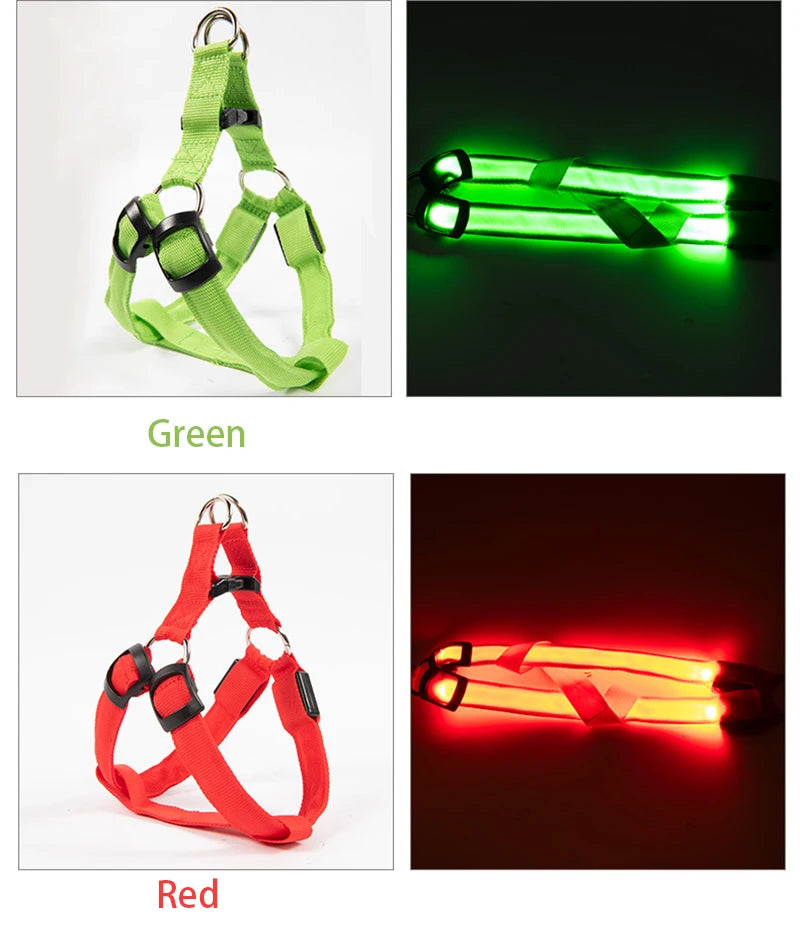 Adjustable LED Dog Harness for Night Safety