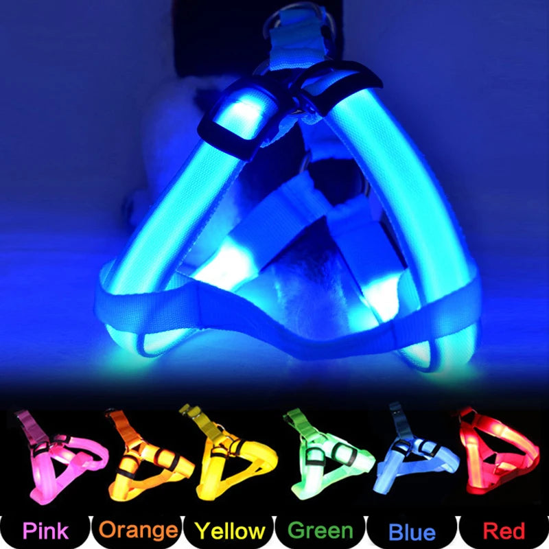 Adjustable LED Dog Harness for Night Safety