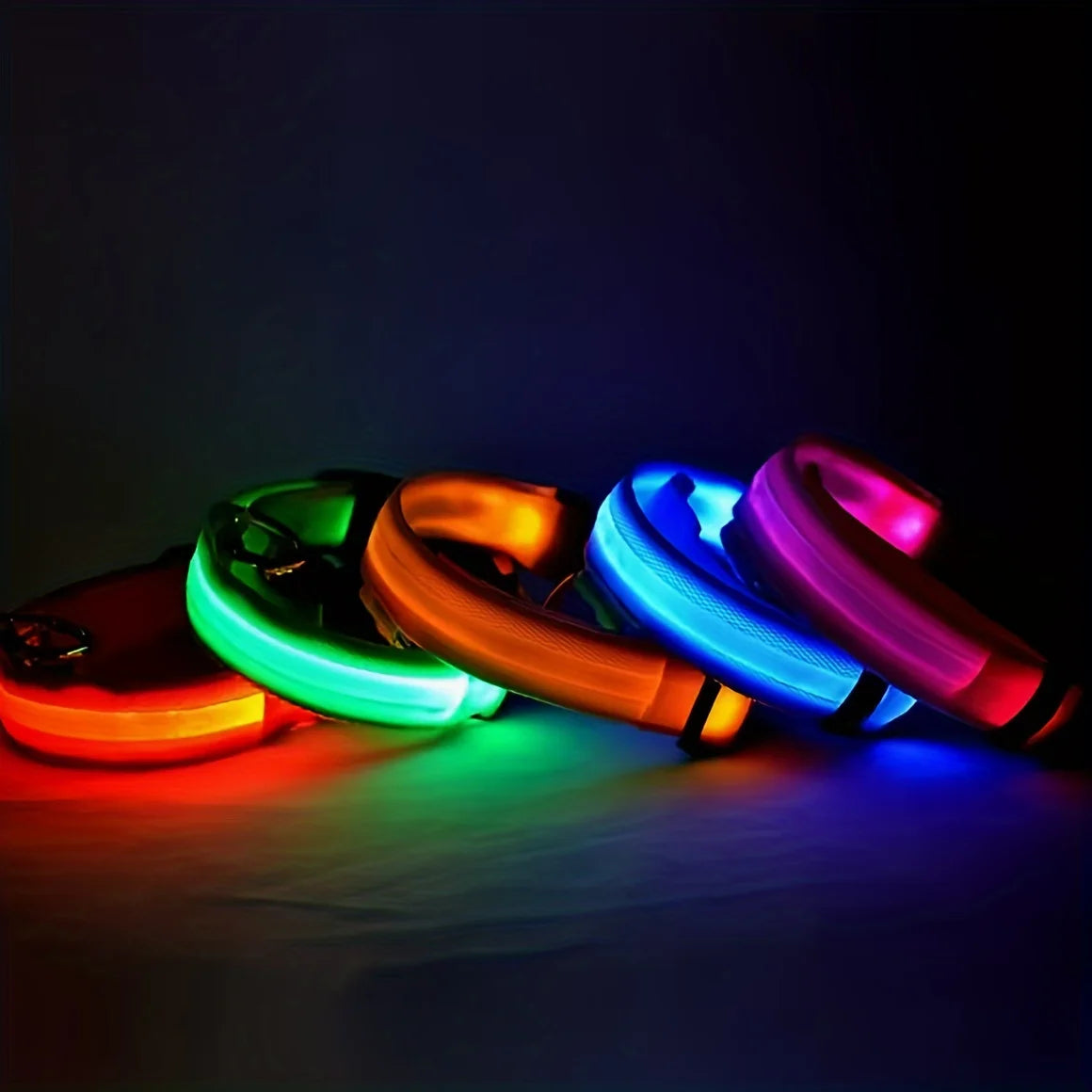 Reflective LED Dog Collar for Night Safety - Durable, Geometric Patterned, Battery-Powered