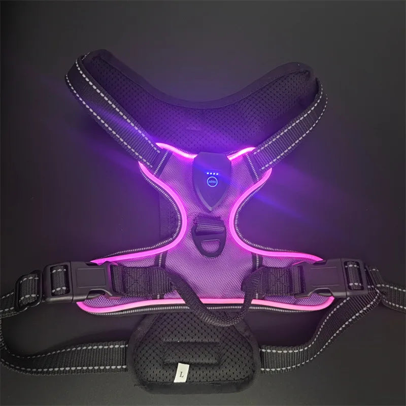 LED Glowing Dog Harness for Nighttime Walks