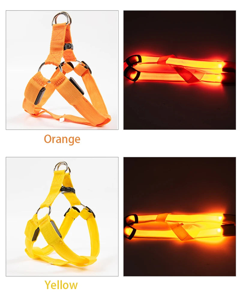 Adjustable LED Dog Harness for Night Safety