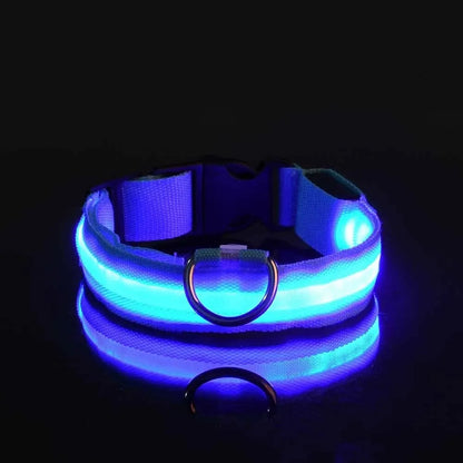 Reflective LED Dog Collar for Night Safety - Durable, Geometric Patterned, Battery-Powered
