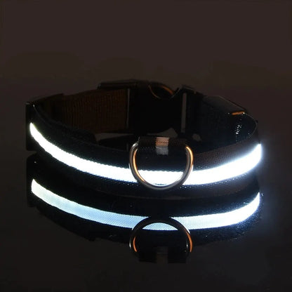 Reflective LED Dog Collar for Night Safety - Durable, Geometric Patterned, Battery-Powered