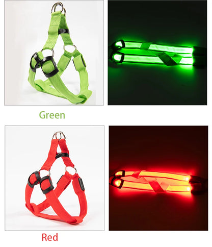 Adjustable LED Dog Harness for Night Safety