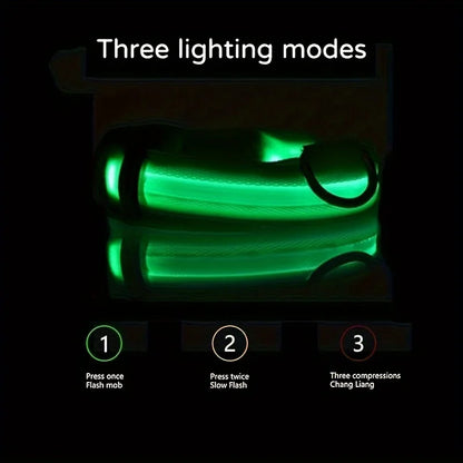 Reflective LED Dog Collar for Night Safety - Durable, Geometric Patterned, Battery-Powered