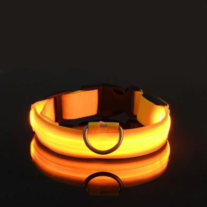Reflective LED Dog Collar for Night Safety - Durable, Geometric Patterned, Battery-Powered