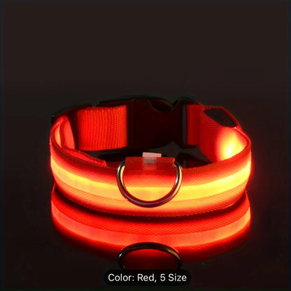 Reflective LED Dog Collar for Night Safety - Durable, Geometric Patterned, Battery-Powered